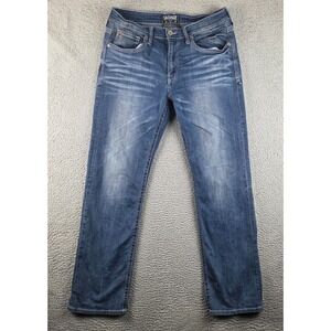 Salvage Anarchy Buckle Jeans Mens 36L (35x34) Blue Relaxed Straight Distressed